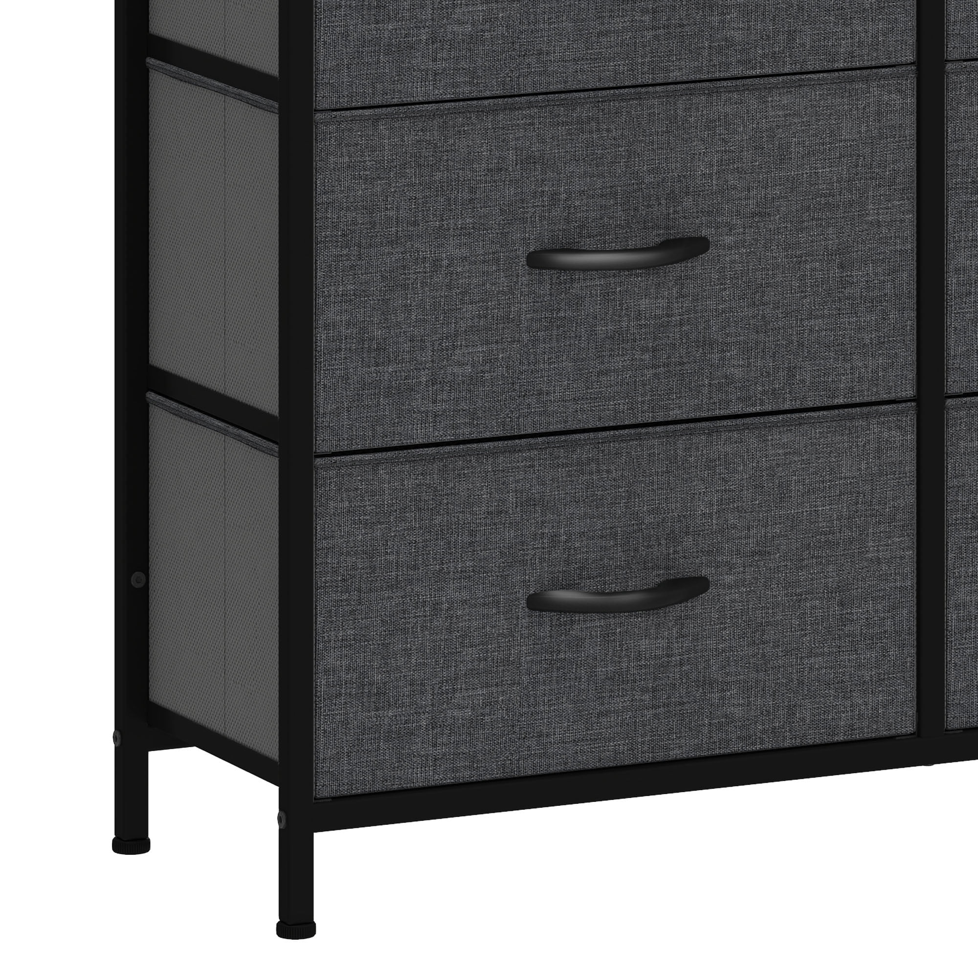 Uforic 9 Drawer Fabric Storage Dresser with Steel Frame for , Living Areas, Hallways, Closets, and Offices, Black Gray
