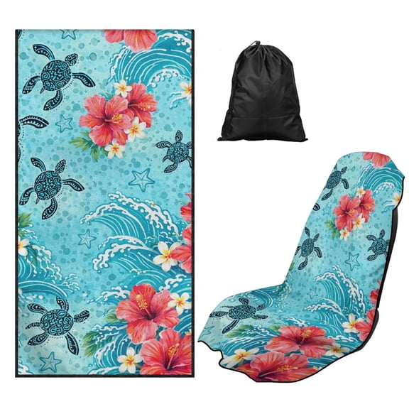 Uorisanigo Car Front Seat Covers Hibiscus Turtle Front Seat Bucket Towel Car Seat Protector Washable Removable Auto Accessories Universal Fit High Back Seat Covers for Cars