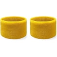 thumbnail image 2 of COUVER 2.5 Inch Solid Terry Cotton Athletic Sweat Wristbands Yellow 2 Pairs (Mens), 2 of 7