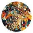 thumbnail image 2 of Designart "Retro Vibe Orange Background III" Modern Geometric Metal Round Wall Decor, 2 of 5