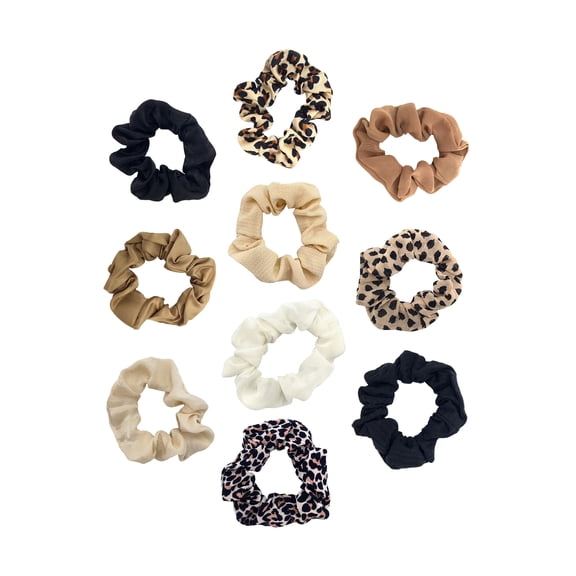 Time and Tru Women's Animal Hair Ties, 10-Pack, Tan