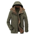 thumbnail image 3 of Men's Winter Medium Length Jacket Nylon Spandex Padded and Thickened with Pockets Hooded Down for Cold Weather, 3 of 4