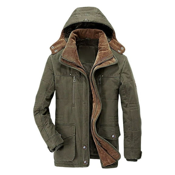 Men's Winter Medium Length Padded And Thickened Coat With Pockets Jacket