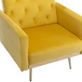 thumbnail image 6 of Velvet Accent Chair Recliner Armchair with Adjustable Armrests and Backrest Button Tufted Lounge Chair with Ottoman Single Sofa Chairs for Living Room Bedroom, Yellow, 6 of 7