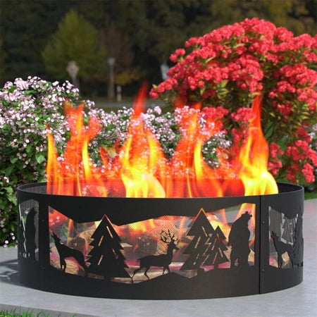 Regal Flame Heavy Duty 38-inch Wilderness Wood Fire Pit Fire Ring Heavy-Duty and Perfect for RV  Camping  and Outdoor Fireplace