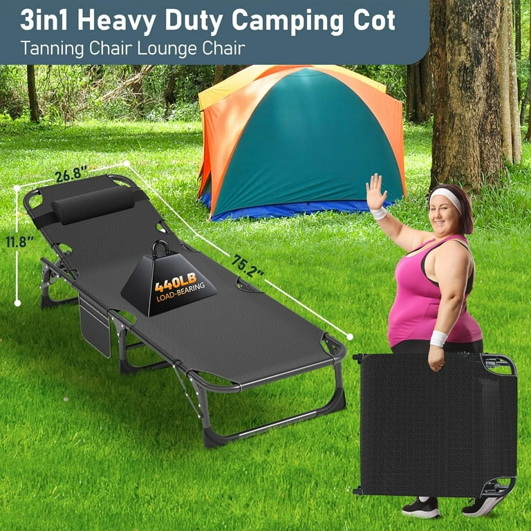 CRXX Folding Camping Cot, Extra Wide Heavy Duty Sleeping Cots with