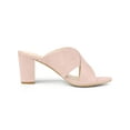 thumbnail image 3 of BLISSFUL STEP Women's Sandals Block Heels Crisscross Strap Mules Slide Sandals Pink 7.5, 3 of 7