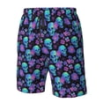 thumbnail image 4 of Balery purple flower blue Skull Traje de Baño Estilo Hawaiano para Hombre, Shorts de Secado Rápido con Bolsillos-Small, 4 of 6