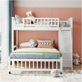 thumbnail image 2 of JERFIT Twin Over Full Bunk Bed with Storage Drawers, Shelves, and Mobile Lower Bed, Space-Saver Design in Solid Wood, White, 2 of 10