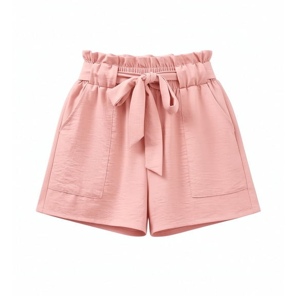 Bainana Girls Casual Shorts Child Solid Color Elastic Waist Straight Leg Shorty Soft Comfort Fit Girls Outdoor Play Wear Shorts Pink Size 5-6 Years