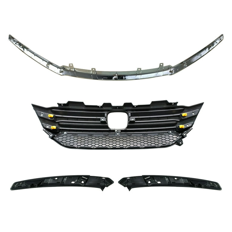 APS Stainless Steel Front Billet Grille Insert Combo For Honda Pilot 2009-2011 - Upper & Lower Bumper Chrome Grille