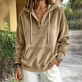 thumbnail image 6 of TFEOQRY Womens Velour Hoodie Sweatshirt with Kangaroo Pocket Button Henley Long Sleeve Loose Casual Fall Winter Top, 6 of 6