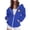 Blue, variant on Edvintorg Jackets for Women Halloween Printed Zip up Coat Long Sleeve Hooded Outerwear with Pocket Plus Size Clothes for Women Blue S-3XL