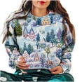 thumbnail image 5 of IROINNID Sweatshirt for Women Loose Fit Crewneck Pullover Funny Christmas Printed Long Sleeve Winter Trendy Sweatshirt,Blue, 5 of 6