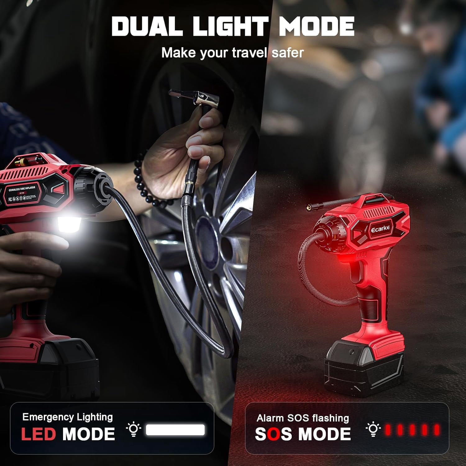 Portable 160PSI Cordless Tire Inflator for Milwaukee 18V Battery with Digital Pressure Gauge