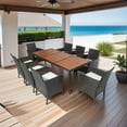 thumbnail image 5 of 9 Piece Outdoor Dining Set with 8 Chairs, Patio Wicker Dining Table Chairs Conversation Set with Seat Cushions and Acacia Wood Top Table, 5 of 7