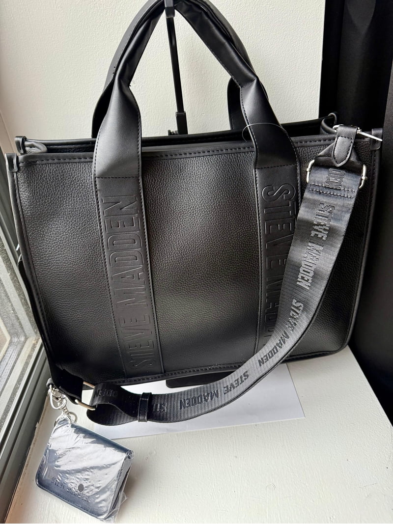Steve Madden Bevelyn Utility Pocket Convertible Crossbody  Steve Madden Carry On Bag, with shoulder strap and handles, black, laptop sleeve main image 1