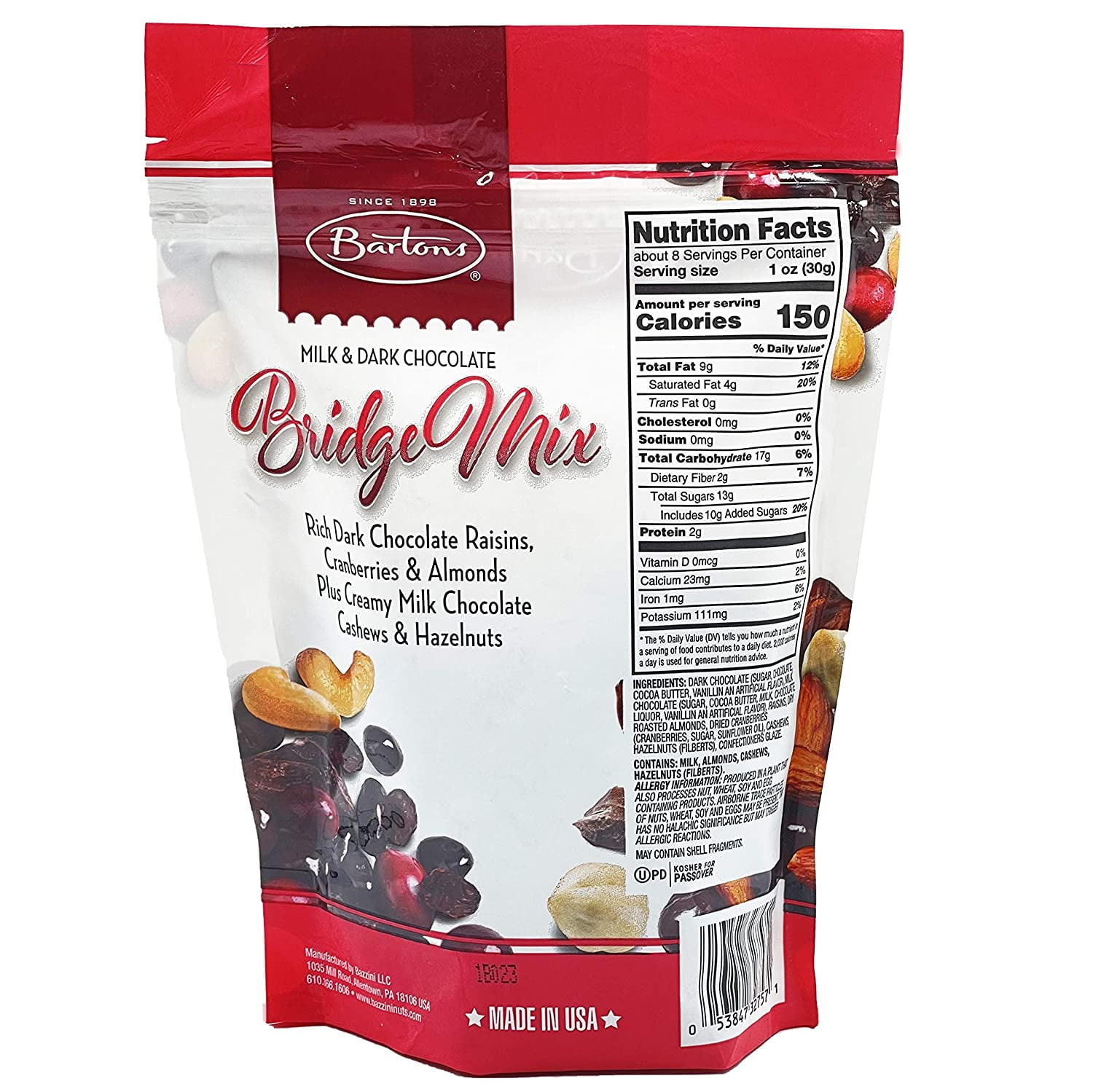 Barton's Milk & Dark Chocolate Bridge Mix, Kosher For Passover, 8.5