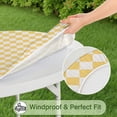 thumbnail image 5 of Yellow and White Checkerboard Pattern Round Fitted Tablecloth with Elastic Edge,Dining Table Cover Waterproof,Outdoor Round Tablecloth for Camping,Dining,Indoor and Outdoor, 5 of 7