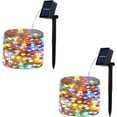thumbnail image 3 of SPRKLINLIN Paquete de 2 100 luces LED de cadena con energía solar, alambre de cobre impermeable para exteriores, 8 modos de luces de hadas para jardín, patio, fiesta, Navidad, hogar (multicolor), 3 of 4