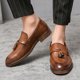 thumbnail image 2 of Zapatos formales con borlas para hombre de Fotwear, zapatos de vestir para oficina, zapatos Oxford de cuero de color marrón para hombre (26,5 cm), 2 of 4