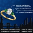 thumbnail image 2 of Gem Stone King 2.10 Ct Oval White Topaz Green Nano Emerald 18K Yellow Gold Plated Silver Ring, 2 of 6