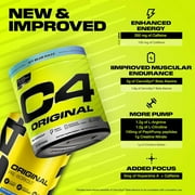 C4 Original Pre Workout Powder, 200mg Caffeine Energy Formula with Beta Alanine & Creatine for Endurance, Focus & Performance, Zero Sugar Preworkout for Men & Women – Icy Blue Razz, 30 Servings