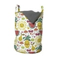 thumbnail image 1 of Fruits Laundry Bag, Doodle of Exotic Sun Harvest Cherries Watermelons, Hamper Basket with Handles Drawstring Closure for Laundromats, 13" x 19", Multicolor, by Ambesonne, 1 of 4