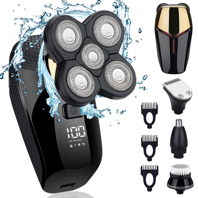 Juego de Afeitadora de Cabeza Eléctrica HONTEC Impermeable Húmedo y Seco 4 en 1