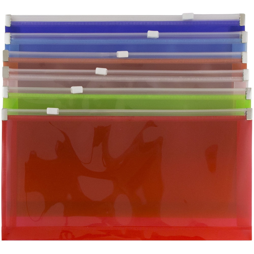 JAM Paper Zip Closure, #10 Booklet, Assorted, 6 Per Pack