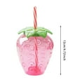 thumbnail image 3 of Reusable Strawberry Shaped Plastic Tumbler with Lid and Straw for Cold Beverages Home Kitchen Outdoor Use 16oz Capacity, 3 of 5