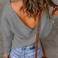 amasding Women's V Neck Long Sleeve Pullover Sweater Lightweight Knit