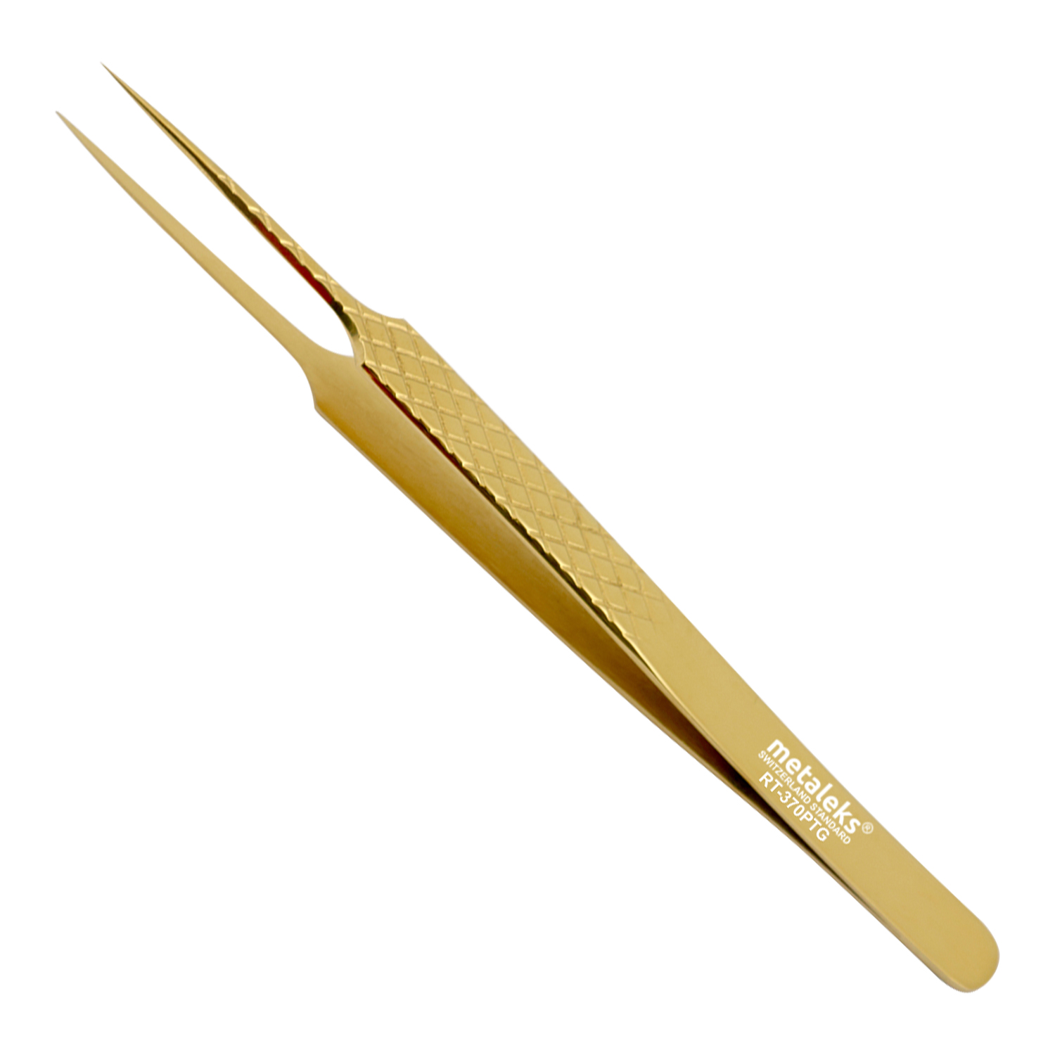 14cm - Texture Surface Grip - Professional Eyelash Extension Tweezers - Japanese Stainless Steel - Golden Titanium Coated With Magnetic Kit
