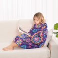 thumbnail image 4 of Purple Paisley and Floral Pattern Blanket Hoodies for Kids 6-13YR Oversize Wearable Blanket Hoodies for Boys Girls Teens, 4 of 7