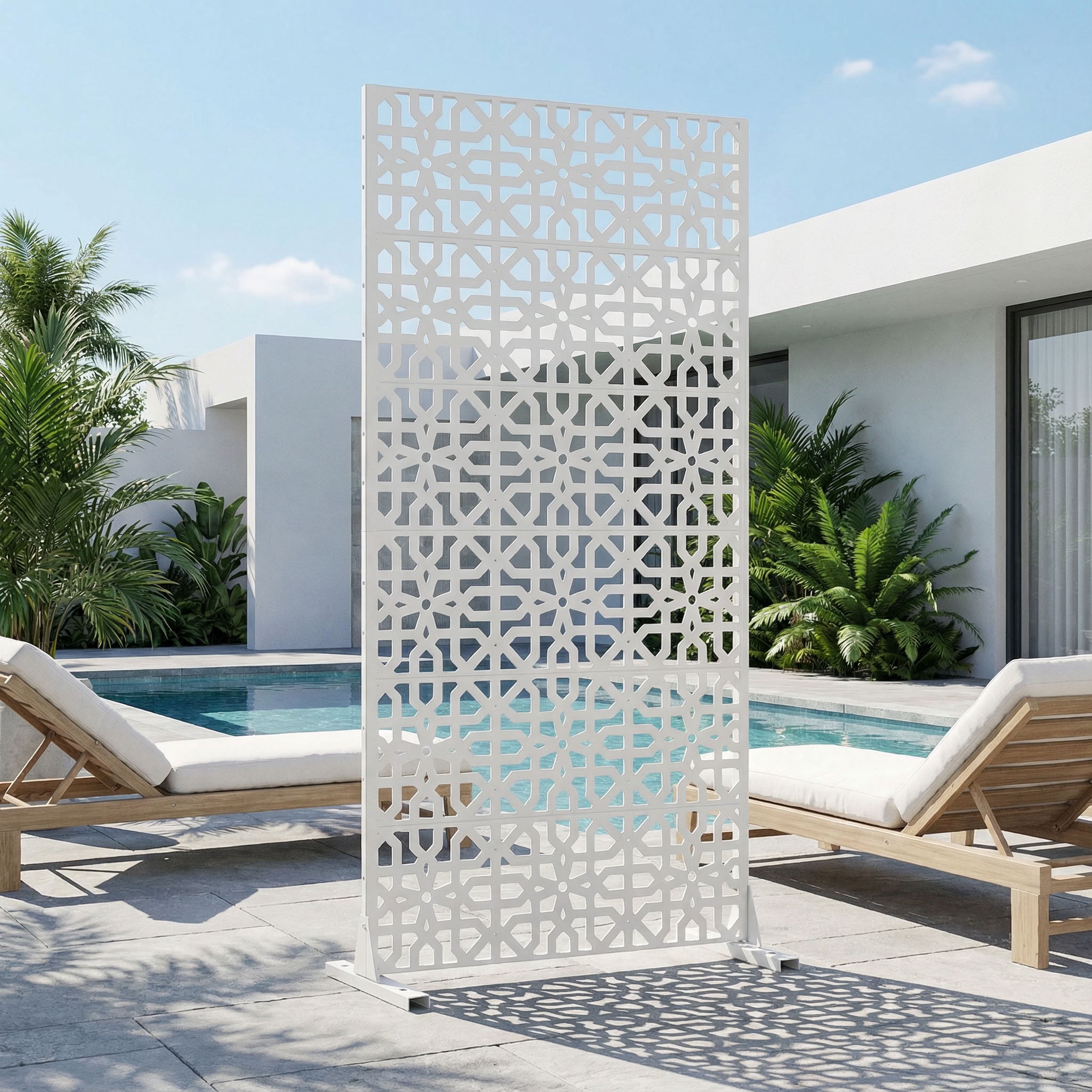 MAYEERTY 72*35in Outdoor Privacy Screen, Metal Privacy Panel, Privacy Divider for Patio, Balcony, Backyard, Garden