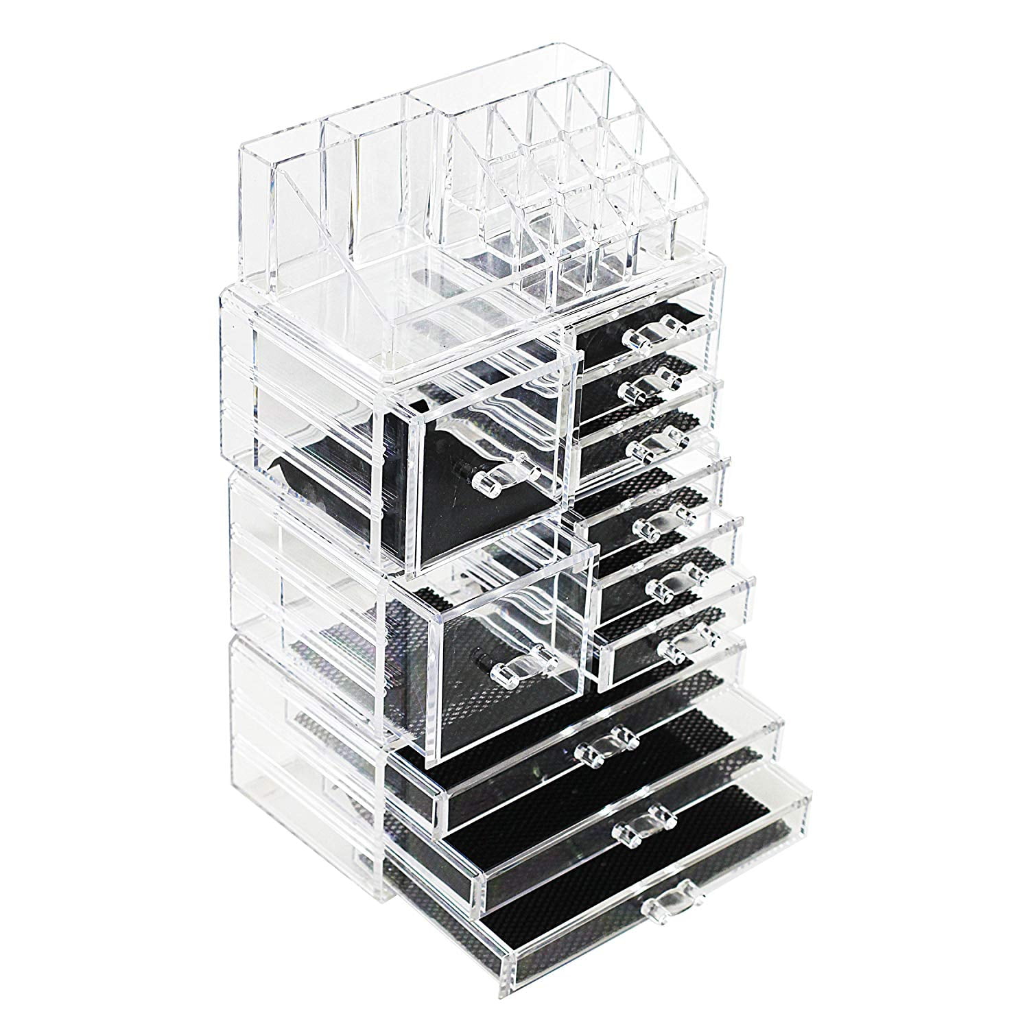Mantello Acrylic Makeup Pallet Organizer - 7-Section Divided Eyeshadow Palette Organizer - Cash Tray for Cash Stuffing - Easy to Clean - Clear Acryli