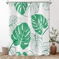 thumbnail image 4 of Green Leaves Shower Curtain, Tropical Palm of Leaf Pattern Plants Botanical Watercolor Bath Curtains Waterproof Fabric with Hooks for Home Decor, 72Wx84H, 4 of 6