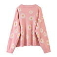 thumbnail image 3 of SUNSIOM Femmes Pull à Manches Longues V Col Imprimé Floral en Tricot en Vrac, 3 of 5