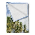 thumbnail image 2 of Travel Soft Flannel Fleece Blanket, Caribbean Island Overlook with Palm Tree and Ocean Exotic Travel Destination Print, Cozy Plush for Indoor and Outdoor Use, 50" x 60", Cream Blue, by Ambesonne, 2 of 5