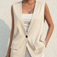 thumbnail image 5 of -Chaleco informal de gran tamaño para mujer, chaqueta sin mangas con cuello en V, elegante, moda coreana, Estética de verano, 5 of 5