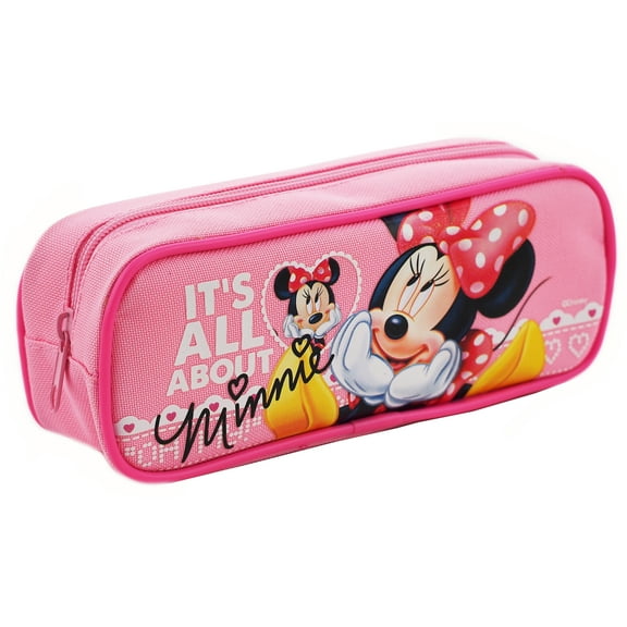 Minnie Mouse " It's All About Minnie " Character Single Zipper Pink Pencil Case
