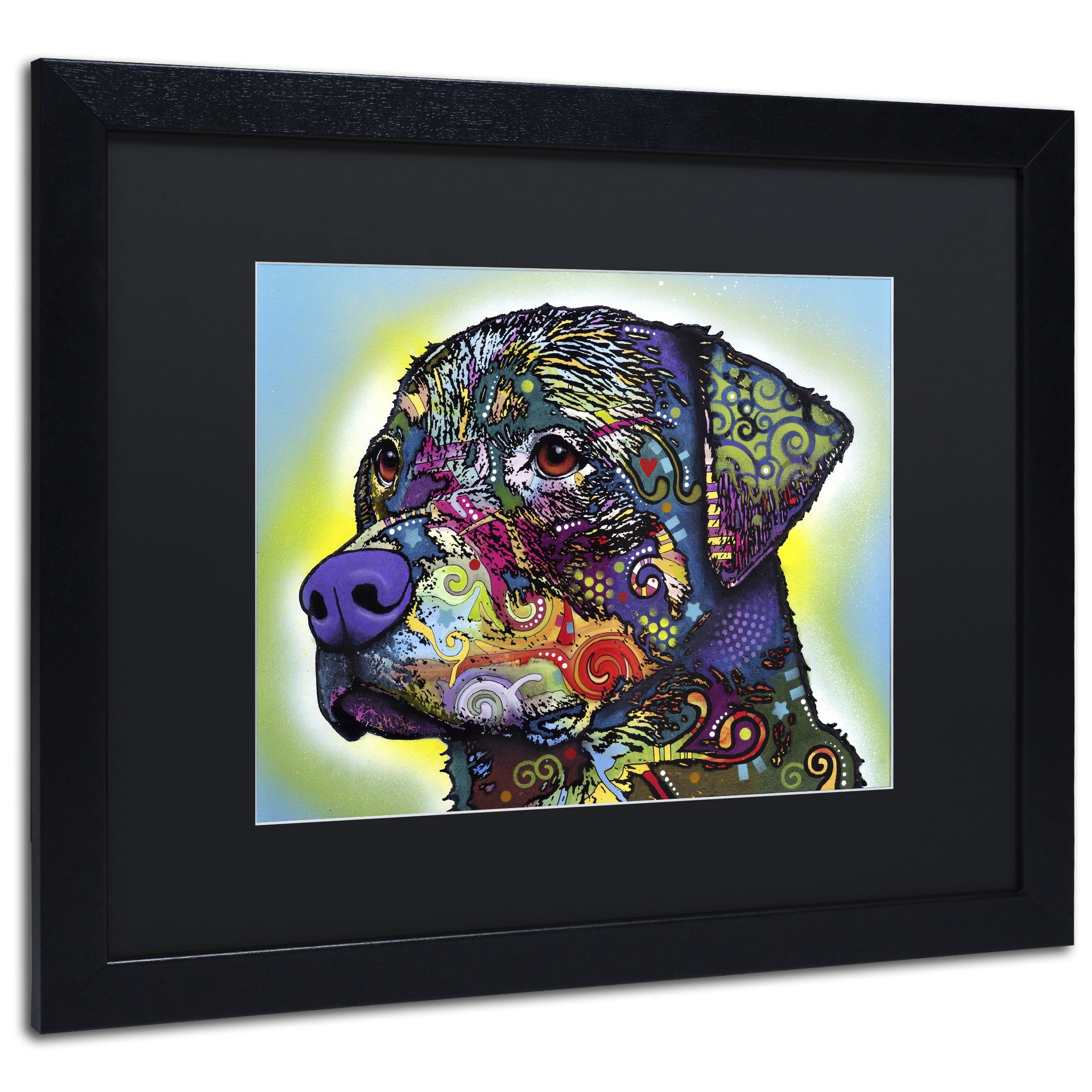 Trademark Fine Art "The Rottweiler" Canvas Art by Dean Russo, Black Matte, Black Frame