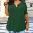 thumbnail image 5 of Fmbrln Womens Plus Size Summer Short Sleeve Tops Casual V Neck Solid Color T-shirts Vacation Beach Comfy Tees Army Green 4XL, 5 of 5