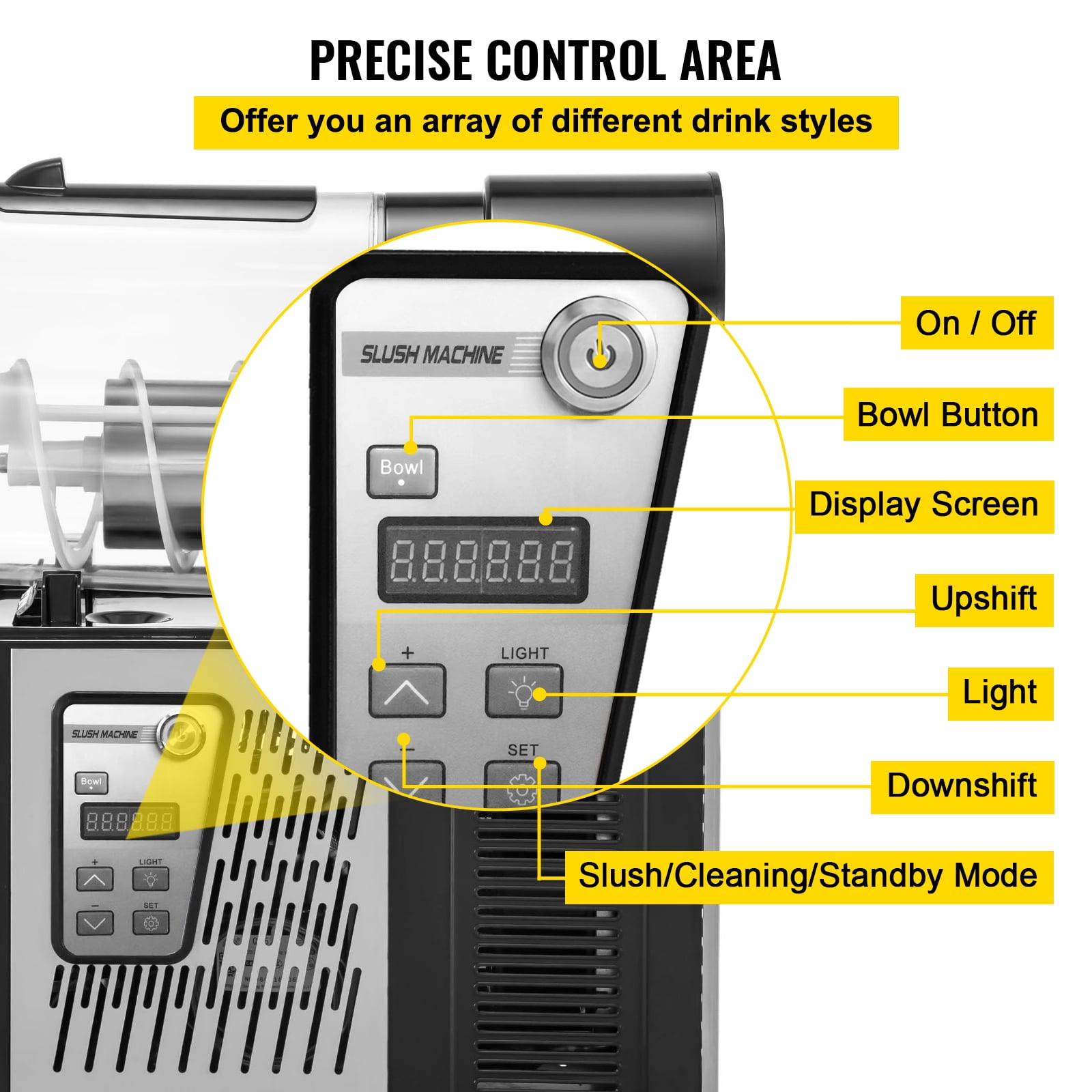 VEVOR Commercial Slush Machine Margarita Slush Maker 15L Frozen Drink Machine SY15L500W110VOZU3V1