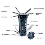 Multi-Tool 16-In-1, screwdrivers, Wrench, knife, saw, flashlight - Flipo
