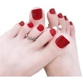 thumbnail image 1 of 24 Pcs Faux Ongles Français Courts Faux Ongles Carrés Pointes d'Ongles Complètes Rouges Décalcomanies pour Pieds, 1 of 5