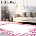 thumbnail image 2 of ODIKA 8'x10' Machine Washable Non-Slip Area Rug, Delicate Lace Inspired Floral Network with Curved Vines High Traffic Rug with Pad, Pink, 480289, 2 of 8