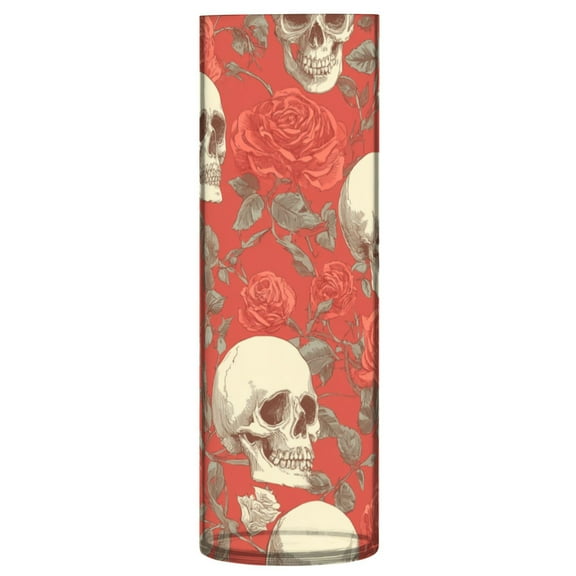 Haosy Plastic Flower Vase 11.8 inch Tall Clear Cylindrical Vases for Centerpieces Home Wedding Decor Skull and Rose