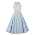 thumbnail image 2 of LEKWK 1950S Dresses for Women Vintage Polka-Dot Halter Dress Party Prom A Line Fit-and-Flare Dress Rockabilly Cocktail Dress Pin up Holiday Formal Wear, 2 of 6