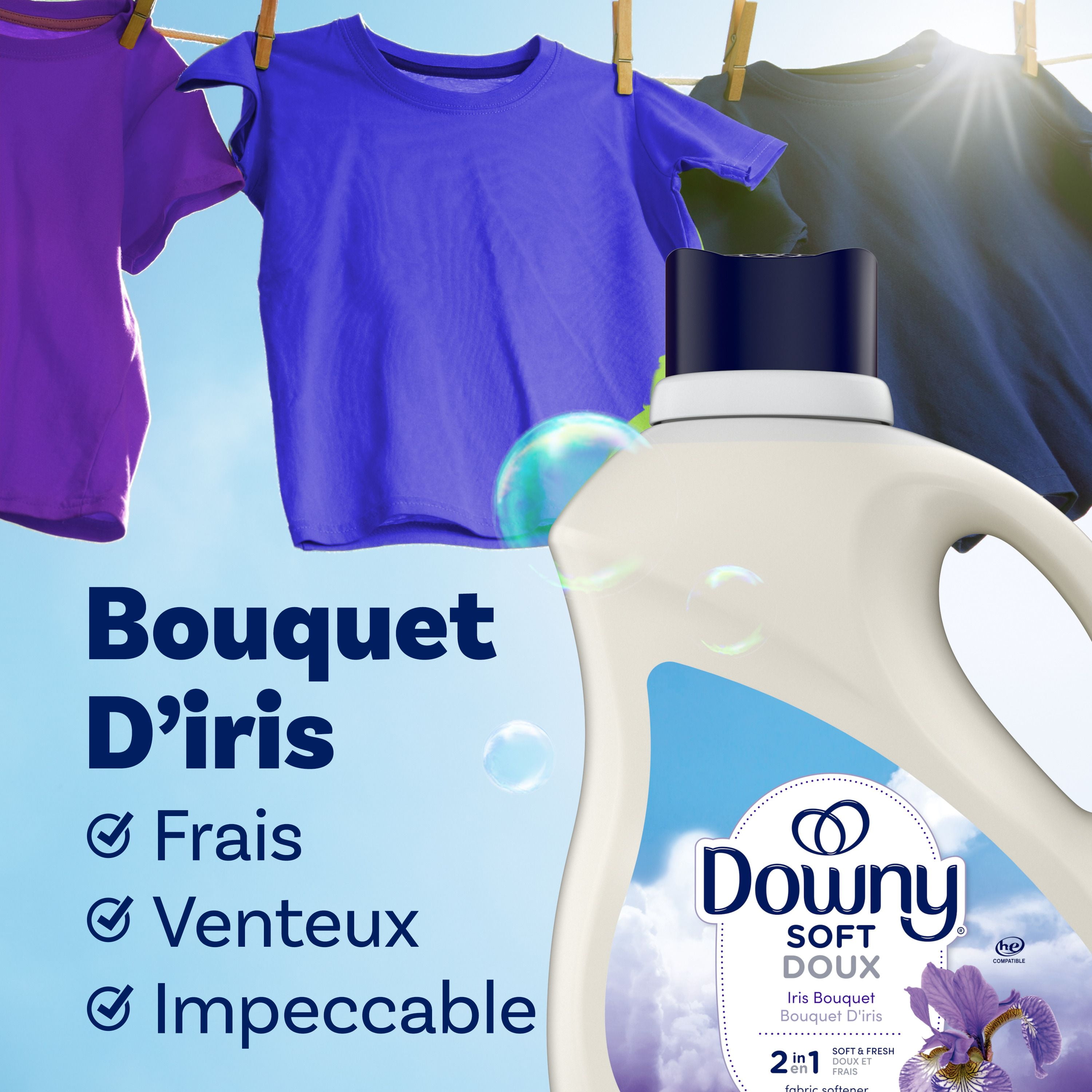 Downy SOFT & FRESH Fabric Softener Liquid, Iris Bouquet Scent, Downy Fabric Softener, Laundry Softener